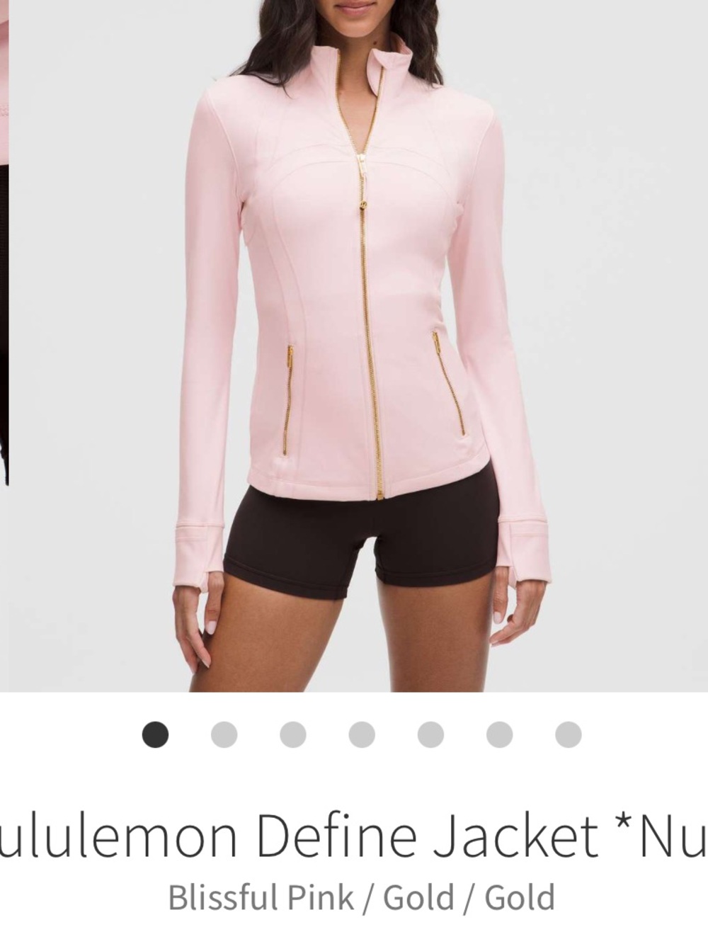 NWT Lululemon Define Jacket *Nulu Blissful Pink/Gold Sz 8